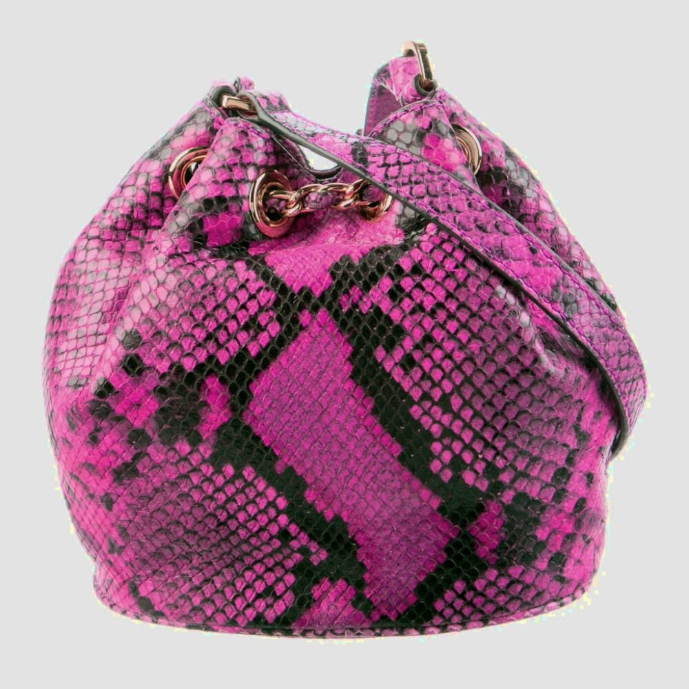 NWOT Michael Kors Mini Frankie Drws Crossbody Bag Embossed Leather Raspberry - Picture 5 of 7